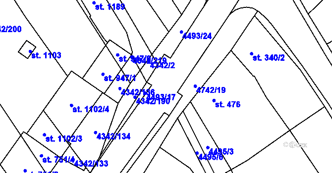 Parcela st. 4493/15 v KÚ Kobylí na Moravě, Katastrální mapa