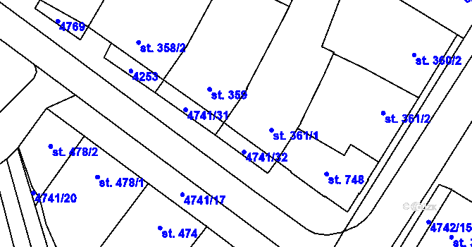 Parcela st. 4741/14 v KÚ Kobylí na Moravě, Katastrální mapa