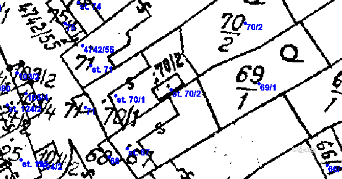 Parcela st. 70/2 v KÚ Kobylí na Moravě, Katastrální mapa