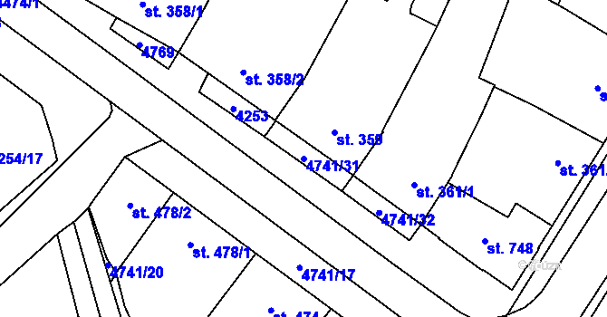 Parcela st. 4741/31 v KÚ Kobylí na Moravě, Katastrální mapa
