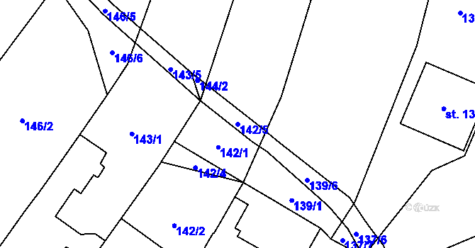 Parcela st. 142/5 v KÚ Kobylí na Moravě, Katastrální mapa