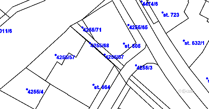 Parcela st. 4255/67 v KÚ Kobylí na Moravě, Katastrální mapa