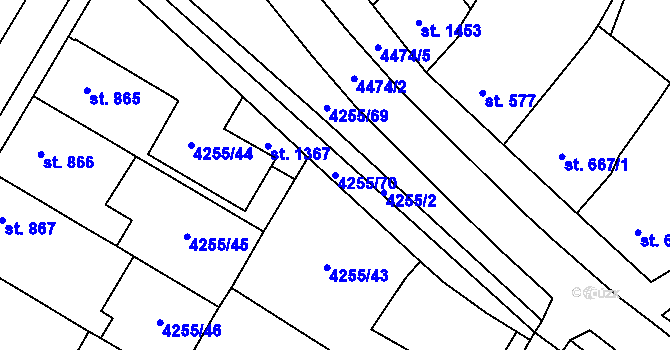 Parcela st. 4255/70 v KÚ Kobylí na Moravě, Katastrální mapa