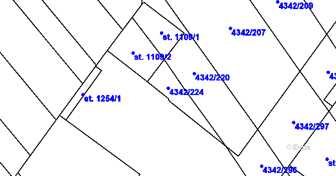 Parcela st. 4342/224 v KÚ Kobylí na Moravě, Katastrální mapa