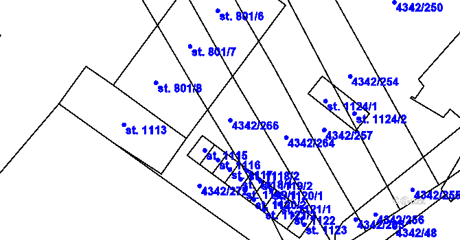 Parcela st. 4342/266 v KÚ Kobylí na Moravě, Katastrální mapa
