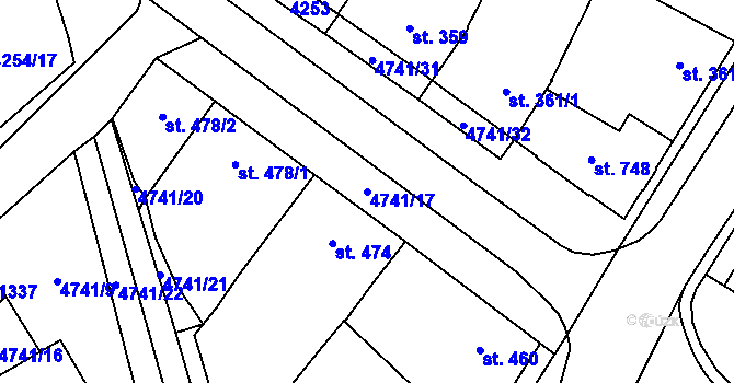Parcela st. 4741/17 v KÚ Kobylí na Moravě, Katastrální mapa