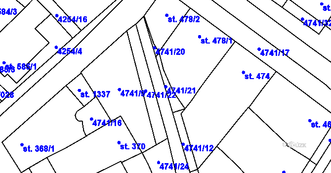 Parcela st. 4741/21 v KÚ Kobylí na Moravě, Katastrální mapa