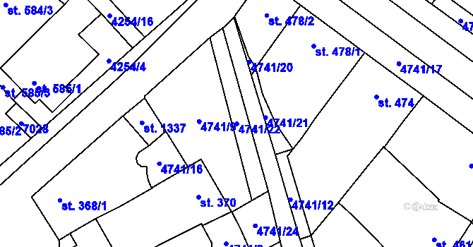 Parcela st. 4741/22 v KÚ Kobylí na Moravě, Katastrální mapa
