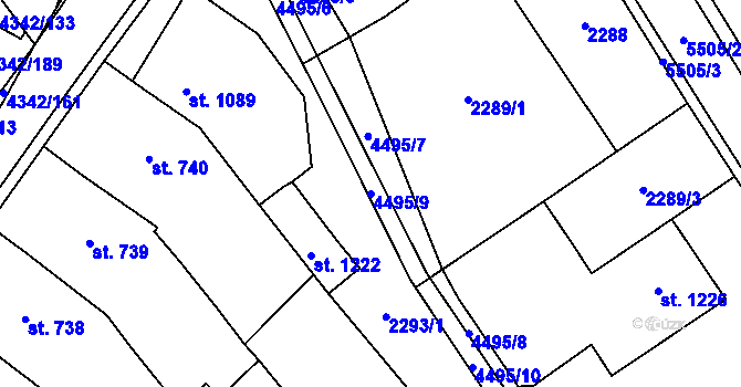 Parcela st. 4495/9 v KÚ Kobylí na Moravě, Katastrální mapa