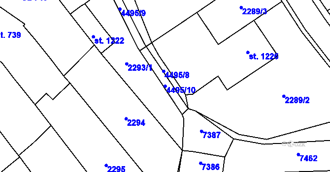 Parcela st. 4495/10 v KÚ Kobylí na Moravě, Katastrální mapa
