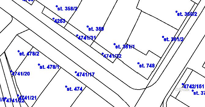 Parcela st. 4741/32 v KÚ Kobylí na Moravě, Katastrální mapa
