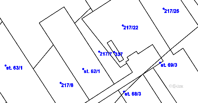 Parcela st. 217/7 v KÚ Kobylnice, Katastrální mapa