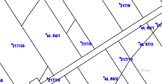 Parcela st. 217/9 v KÚ Kobylnice, Katastrální mapa