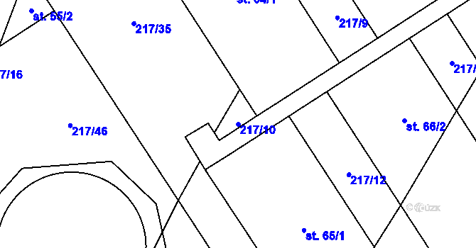 Parcela st. 217/10 v KÚ Kobylnice, Katastrální mapa