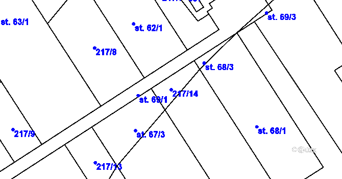 Parcela st. 217/14 v KÚ Kobylnice, Katastrální mapa