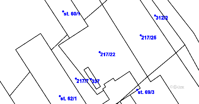 Parcela st. 217/22 v KÚ Kobylnice, Katastrální mapa