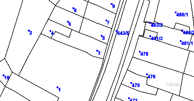 Parcela st. 3 v KÚ Kobylnice u Brna, Katastrální mapa