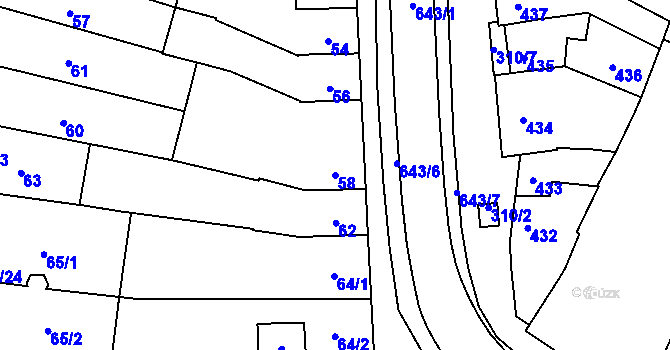 Parcela st. 58 v KÚ Kobylnice u Brna, Katastrální mapa