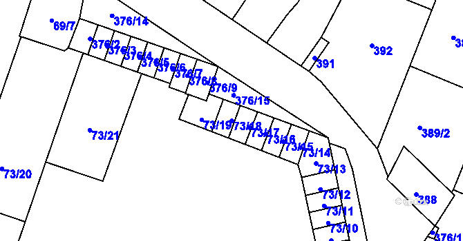 Parcela st. 73/18 v KÚ Kobylnice u Brna, Katastrální mapa