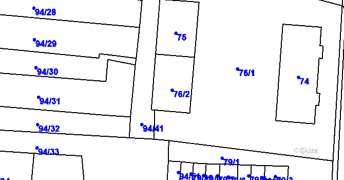 Parcela st. 76/2 v KÚ Kobylnice u Brna, Katastrální mapa