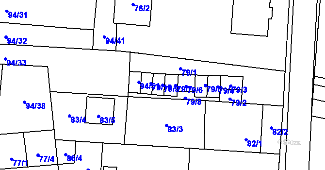 Parcela st. 79/9 v KÚ Kobylnice u Brna, Katastrální mapa