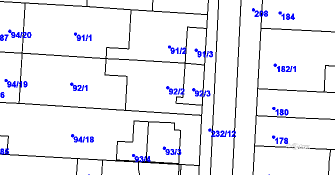 Parcela st. 92/2 v KÚ Kobylnice u Brna, Katastrální mapa
