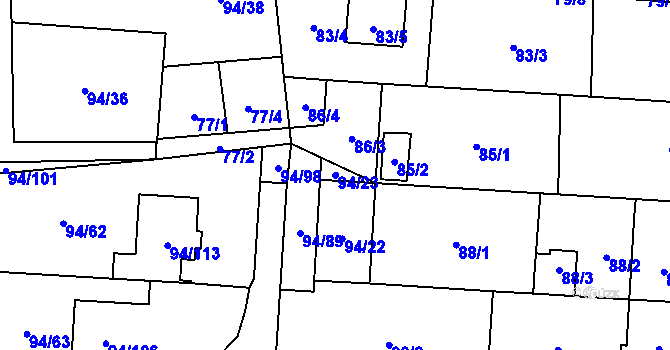 Parcela st. 94/23 v KÚ Kobylnice u Brna, Katastrální mapa