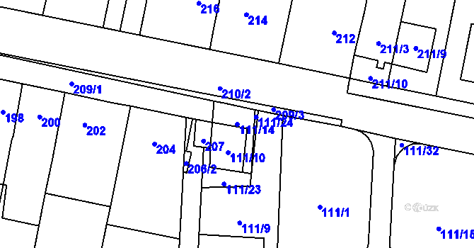 Parcela st. 111/14 v KÚ Kobylnice u Brna, Katastrální mapa