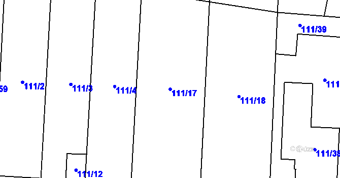 Parcela st. 111/17 v KÚ Kobylnice u Brna, Katastrální mapa