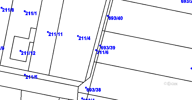 Parcela st. 211/6 v KÚ Kobylnice u Brna, Katastrální mapa