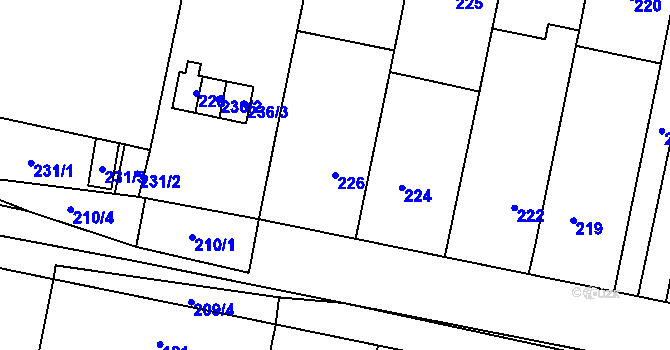 Parcela st. 226 v KÚ Kobylnice u Brna, Katastrální mapa