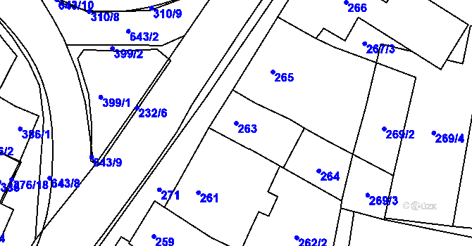 Parcela st. 263 v KÚ Kobylnice u Brna, Katastrální mapa