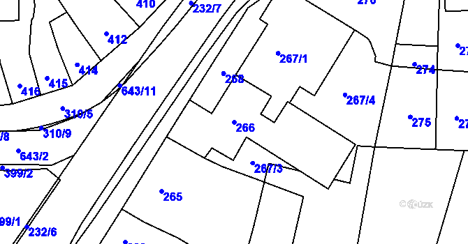 Parcela st. 266 v KÚ Kobylnice u Brna, Katastrální mapa