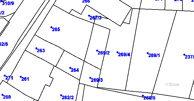 Parcela st. 269/2 v KÚ Kobylnice u Brna, Katastrální mapa