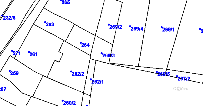 Parcela st. 269/3 v KÚ Kobylnice u Brna, Katastrální mapa