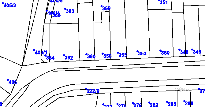 Parcela st. 358 v KÚ Kobylnice u Brna, Katastrální mapa
