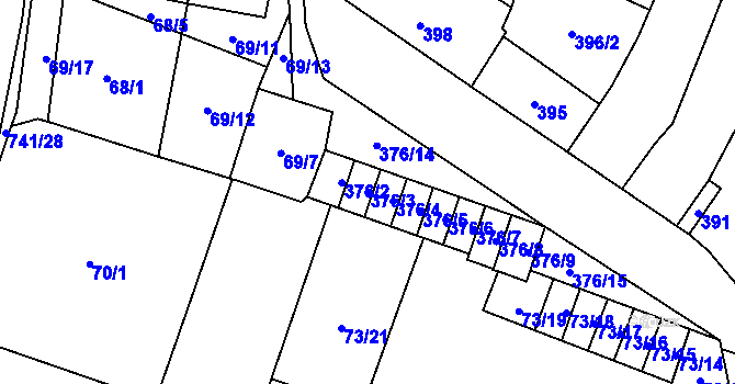 Parcela st. 376/3 v KÚ Kobylnice u Brna, Katastrální mapa
