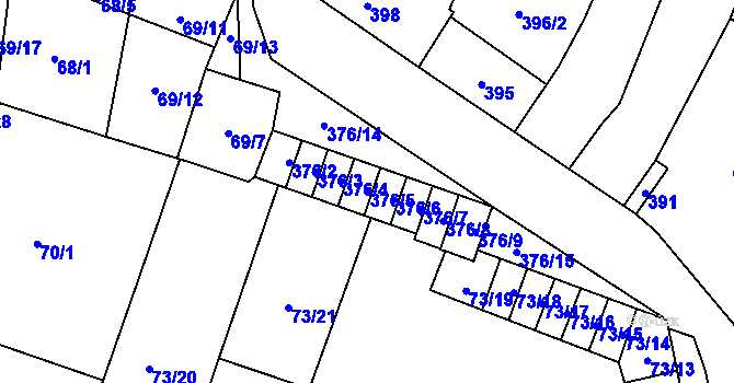 Parcela st. 376/5 v KÚ Kobylnice u Brna, Katastrální mapa