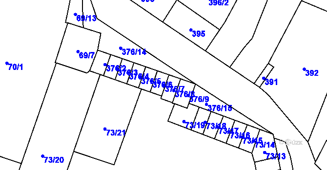 Parcela st. 376/7 v KÚ Kobylnice u Brna, Katastrální mapa