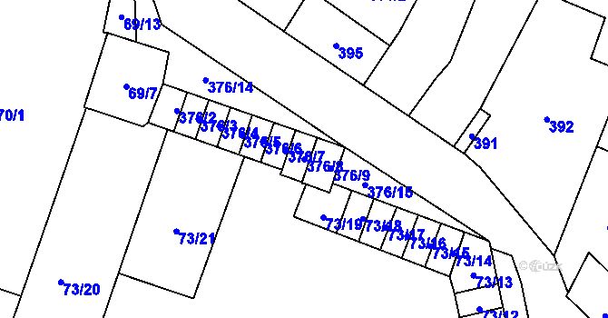 Parcela st. 376/8 v KÚ Kobylnice u Brna, Katastrální mapa