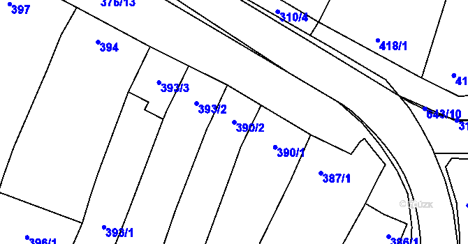 Parcela st. 390/2 v KÚ Kobylnice u Brna, Katastrální mapa