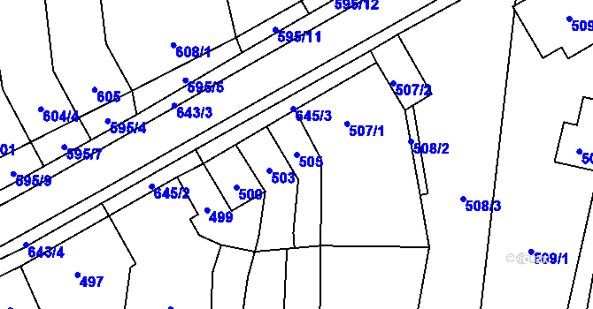 Parcela st. 505 v KÚ Kobylnice u Brna, Katastrální mapa