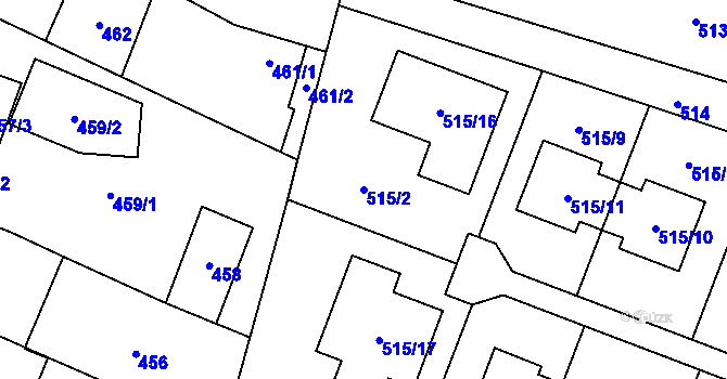 Parcela st. 515/2 v KÚ Kobylnice u Brna, Katastrální mapa