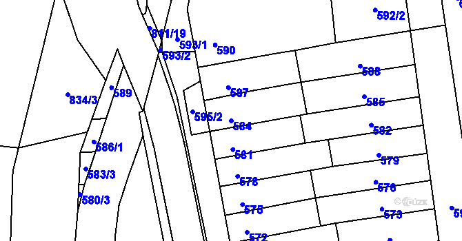 Parcela st. 584 v KÚ Kobylnice u Brna, Katastrální mapa