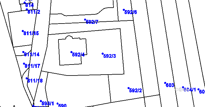 Parcela st. 592/3 v KÚ Kobylnice u Brna, Katastrální mapa