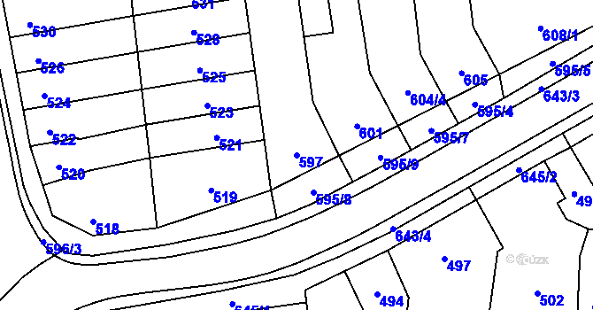 Parcela st. 597 v KÚ Kobylnice u Brna, Katastrální mapa