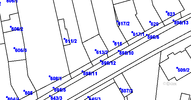 Parcela st. 613/2 v KÚ Kobylnice u Brna, Katastrální mapa