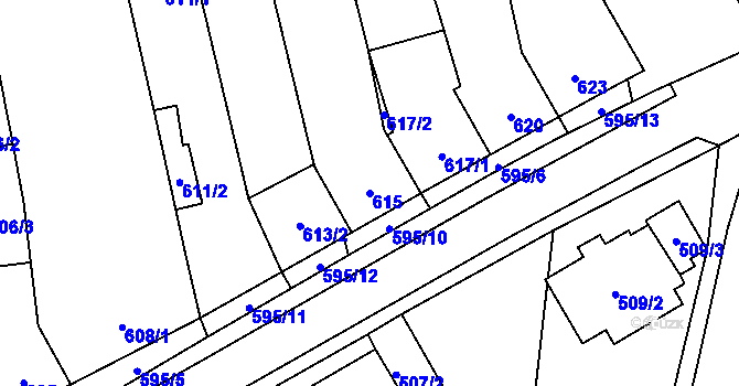 Parcela st. 615 v KÚ Kobylnice u Brna, Katastrální mapa