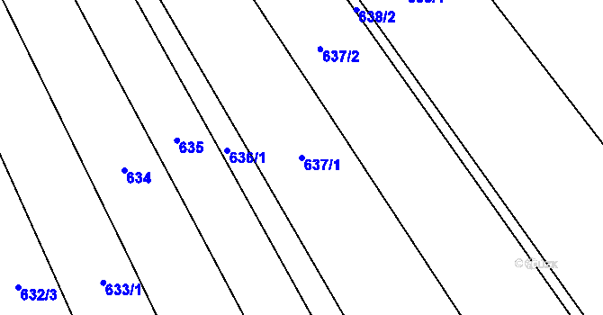 Parcela st. 637/1 v KÚ Kobylnice u Brna, Katastrální mapa