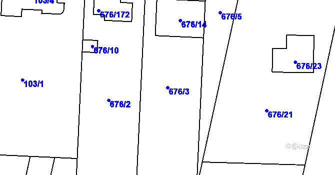 Parcela st. 676/3 v KÚ Kobylnice u Brna, Katastrální mapa